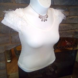 New Feather Angelic Feathered Ruffle Blouse